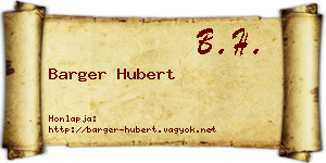 Barger Hubert névjegykártya